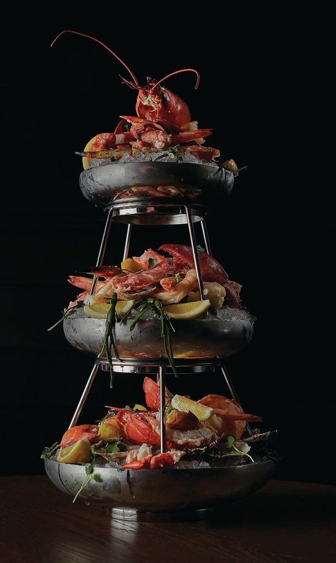 Chilled seafood towers are sure to be one of Pomeroy’s most eye-catching orders PHOTO BY ANTHONY TAHLIER