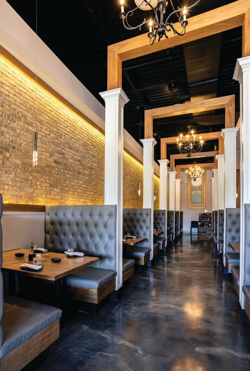 BluFish’s sleek interior creates an elegant ambiance for a night out on the town. PHOTO BY: KYLE FLUBACKER PHOTOGRAPHY