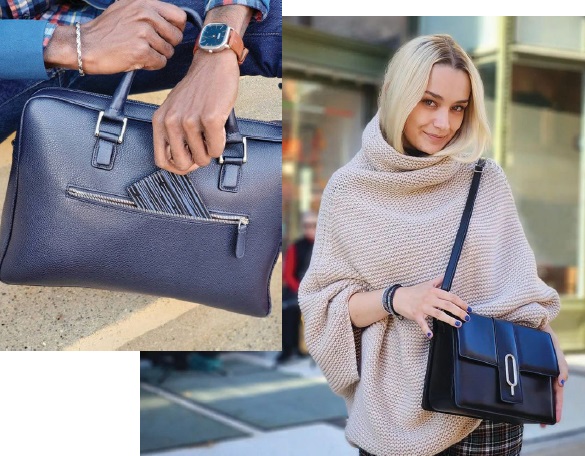 The Bologna briefcase and Jessica handbag, both from Selleria Veneta PHOTO COURTESY OF BRANDS